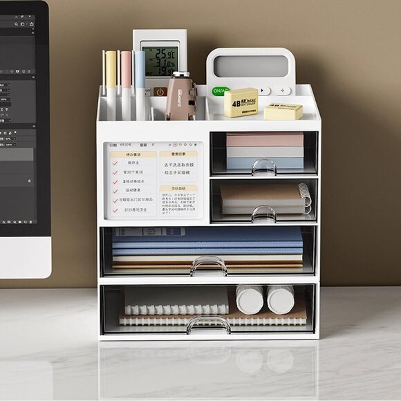 Desk Organizer with 4 Drawer, Multi-Functional Pen Holder for Desk, Desktop Orga - Picture 4 of 8